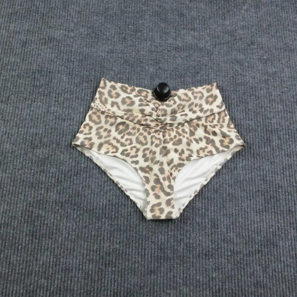 Aerie Bottom Womens S Beige Leopard Animal High-Waisted Lined Stretch NWT